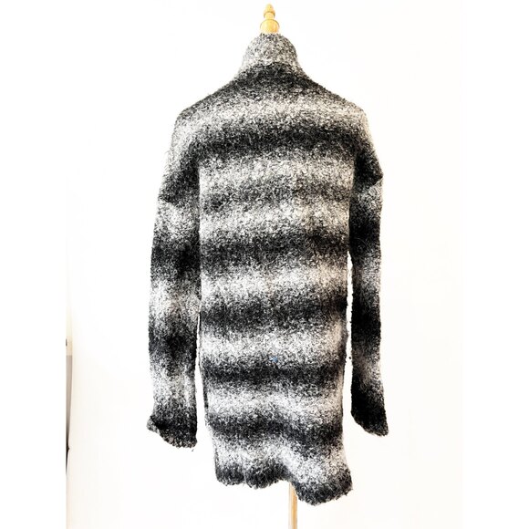 Rachel Zoe Black Grey Sweater Duster Small Ombre Alpaca Wool Teddy - Picture 4 of 8